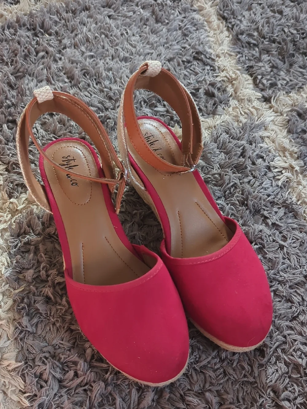 Style & Co Women’s Red Espadrille Wedge Sandals Size 6.5